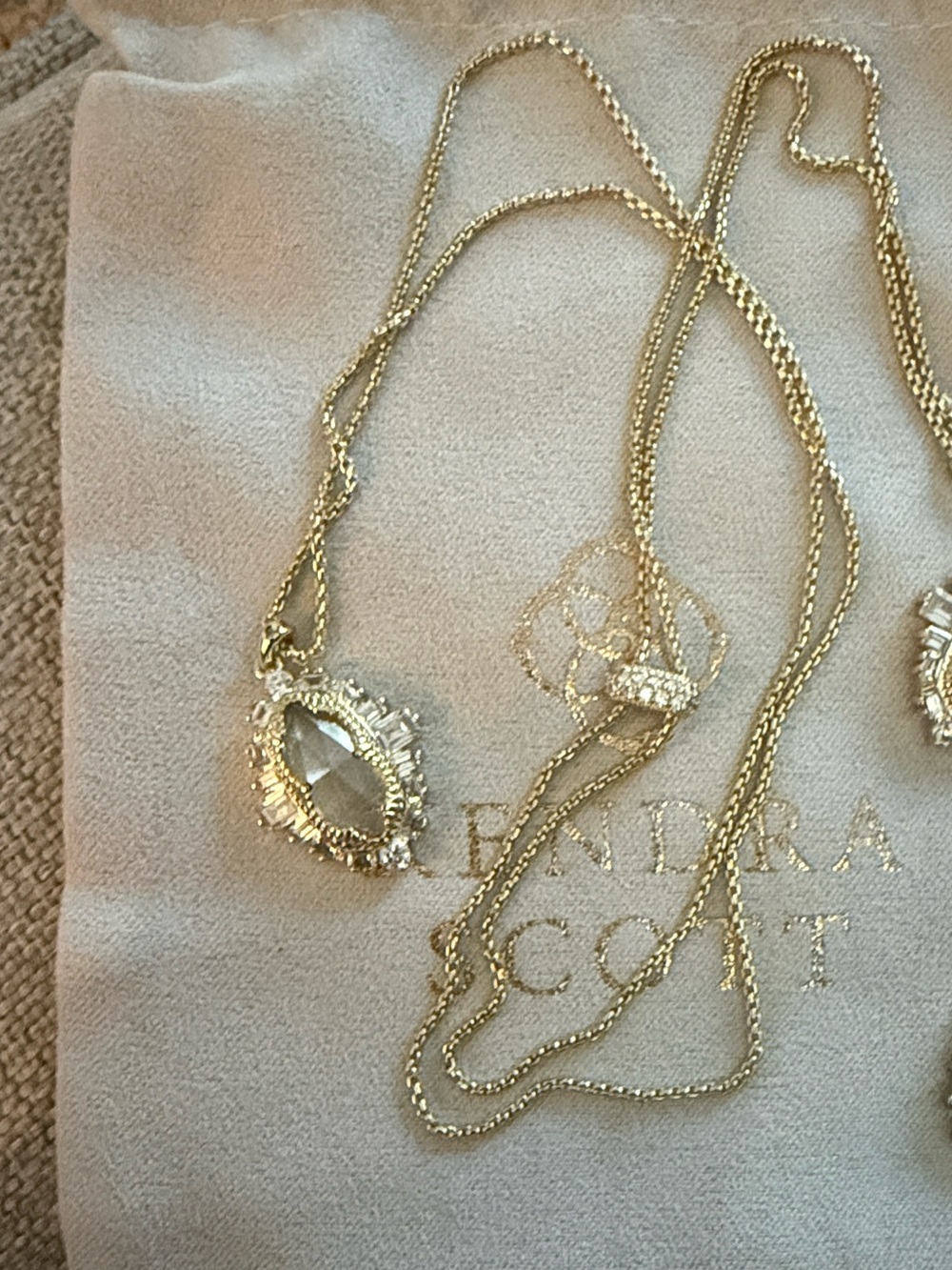 Kendra Scott Gold Crystal Marquise Necklace